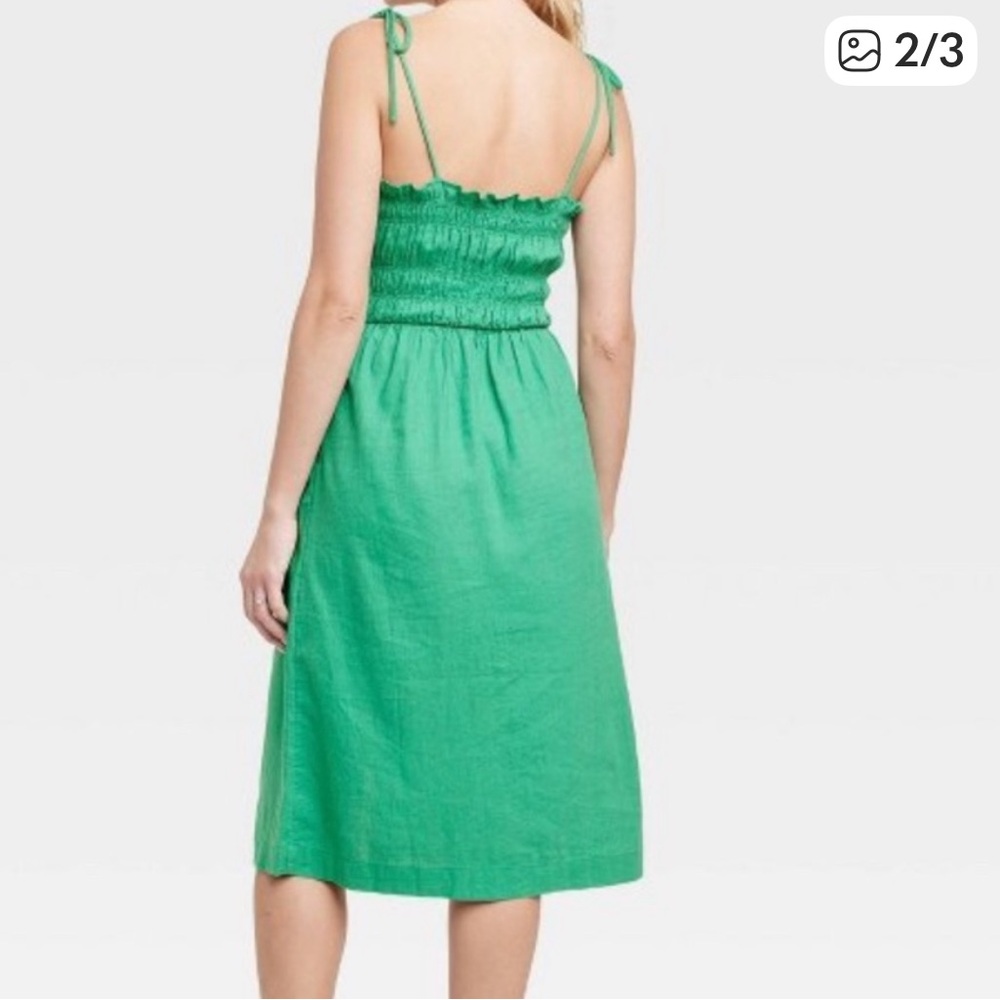 Universal Thread Green Button-Down Linen Blend Mi… - image 2